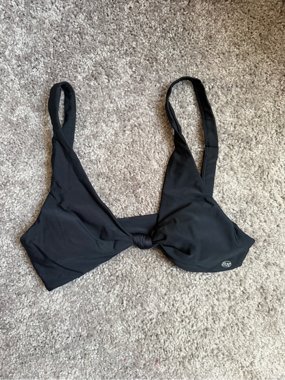 Salty Honey Black Knot-Front Bikini Top by Unknown Brand